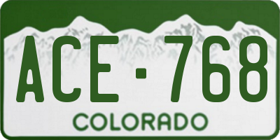 CO license plate ACE768