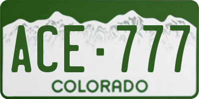CO license plate ACE777
