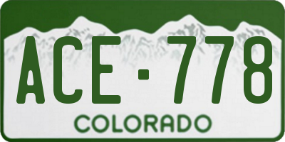 CO license plate ACE778
