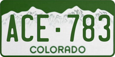 CO license plate ACE783