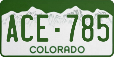 CO license plate ACE785