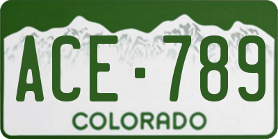 CO license plate ACE789