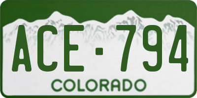 CO license plate ACE794