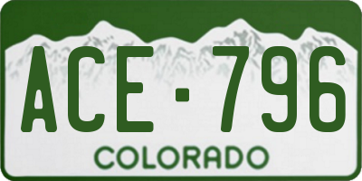 CO license plate ACE796