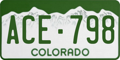 CO license plate ACE798