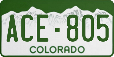 CO license plate ACE805