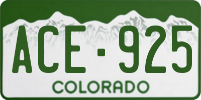 CO license plate ACE925