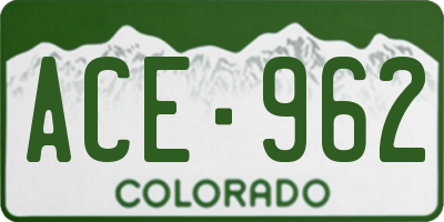 CO license plate ACE962