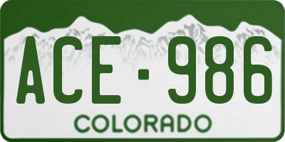 CO license plate ACE986