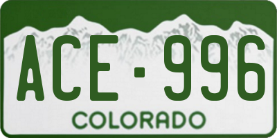 CO license plate ACE996
