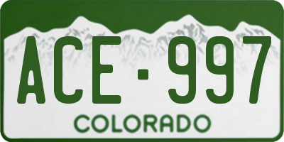 CO license plate ACE997