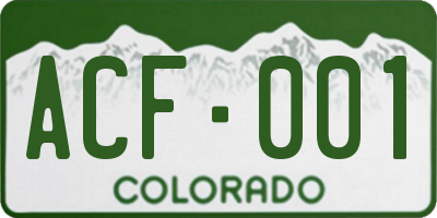 CO license plate ACF001