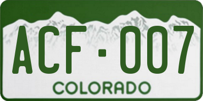 CO license plate ACF007