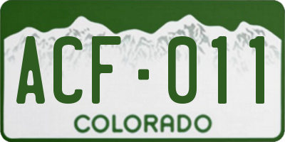 CO license plate ACF011