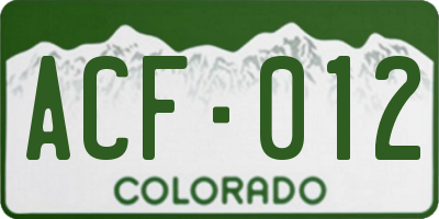 CO license plate ACF012