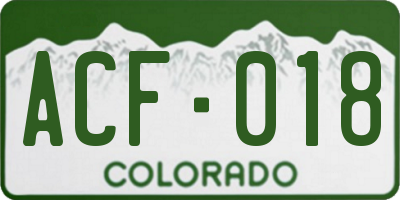 CO license plate ACF018