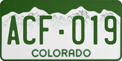 CO license plate ACF019