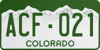 CO license plate ACF021