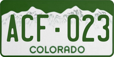 CO license plate ACF023