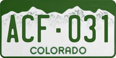CO license plate ACF031