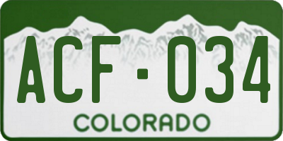 CO license plate ACF034