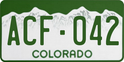 CO license plate ACF042