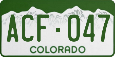 CO license plate ACF047