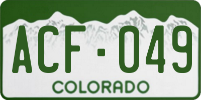 CO license plate ACF049