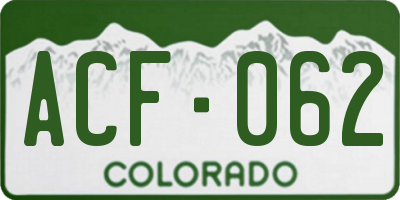 CO license plate ACF062