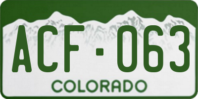 CO license plate ACF063