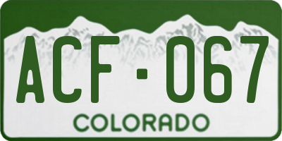 CO license plate ACF067