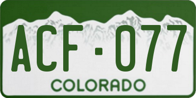 CO license plate ACF077