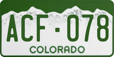 CO license plate ACF078