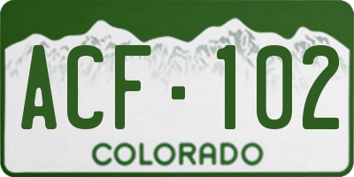 CO license plate ACF102