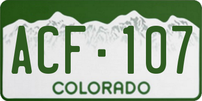 CO license plate ACF107