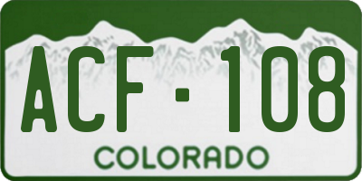 CO license plate ACF108