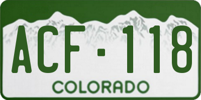 CO license plate ACF118