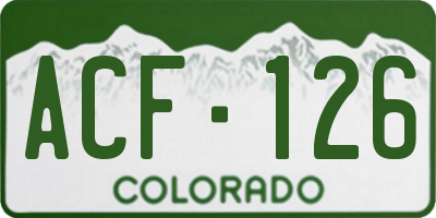 CO license plate ACF126