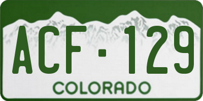 CO license plate ACF129