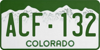 CO license plate ACF132