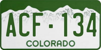CO license plate ACF134