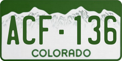 CO license plate ACF136