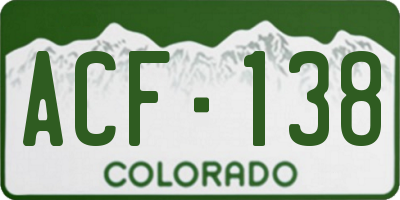 CO license plate ACF138