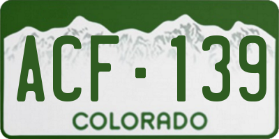 CO license plate ACF139