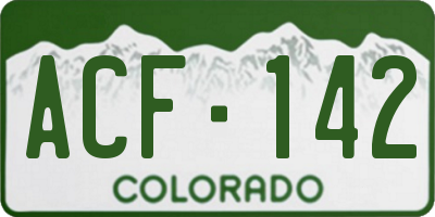 CO license plate ACF142