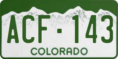 CO license plate ACF143