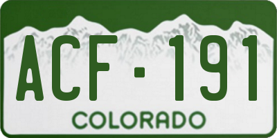 CO license plate ACF191
