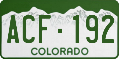 CO license plate ACF192