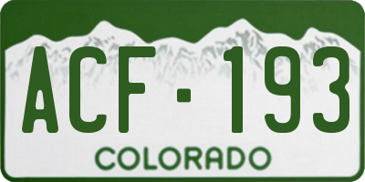 CO license plate ACF193