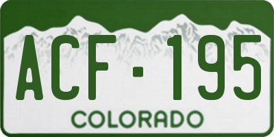 CO license plate ACF195